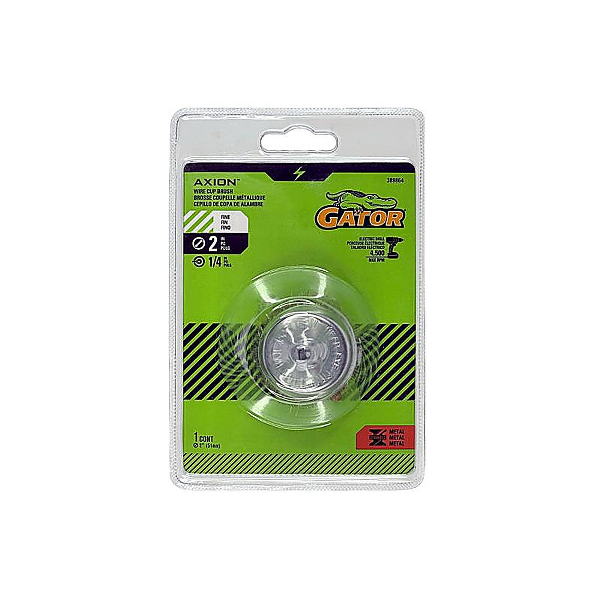 Gator - 389864 - 2 In. Fine Crimped Wire Cup Brush Brass Coated Steel 4500 Rpm 1 Piece