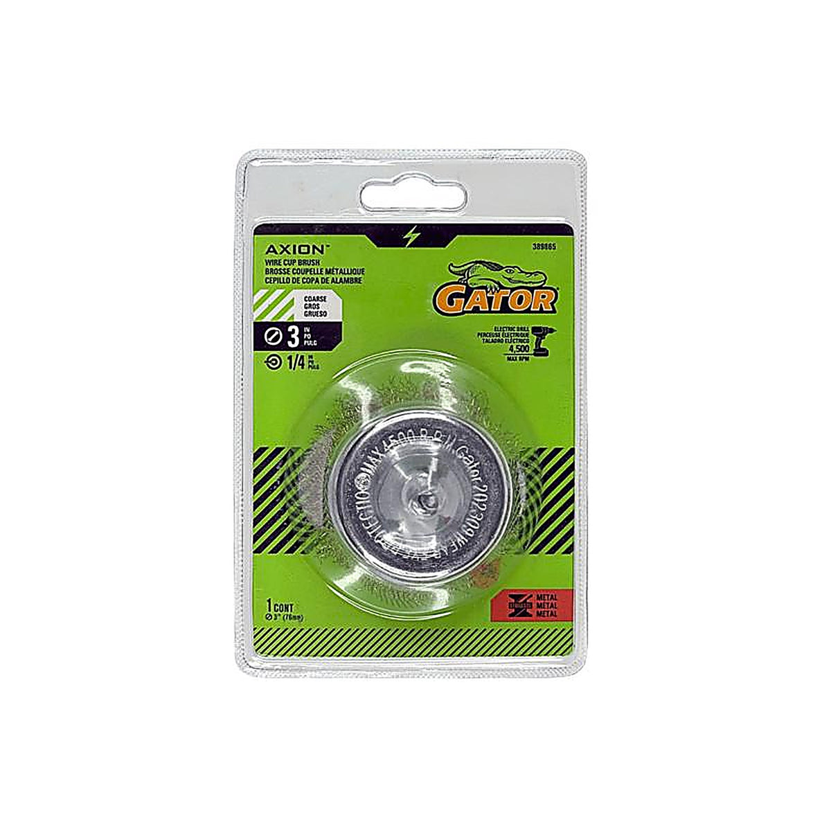 Gator - 389865 - 3 In. Coarse Crimped Wire Cup Brush Brass Coated Steel 4500 Rpm 1 Piece