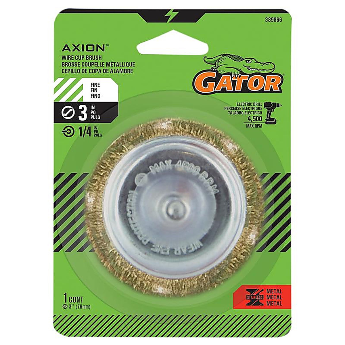 Gator - 389866 - 3 In. Fine Crimped Wire Cup Brush Brass Coated Steel 4500 Rpm 1 Piece