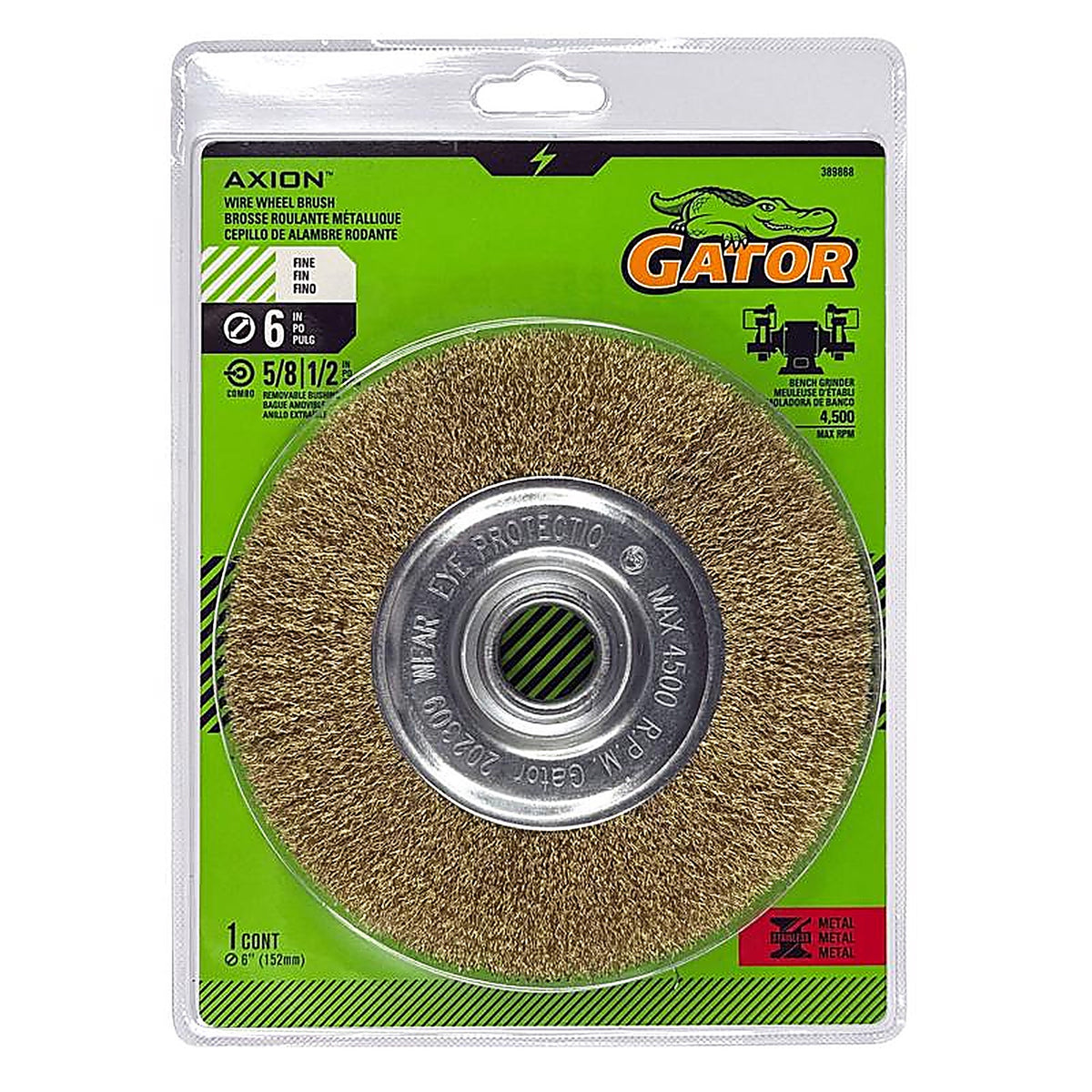 Gator - 389868 - 6 In. Fine Cable Twist Wire Wheel Brush Brass Coated Steel 4500 Rpm 1 Piece