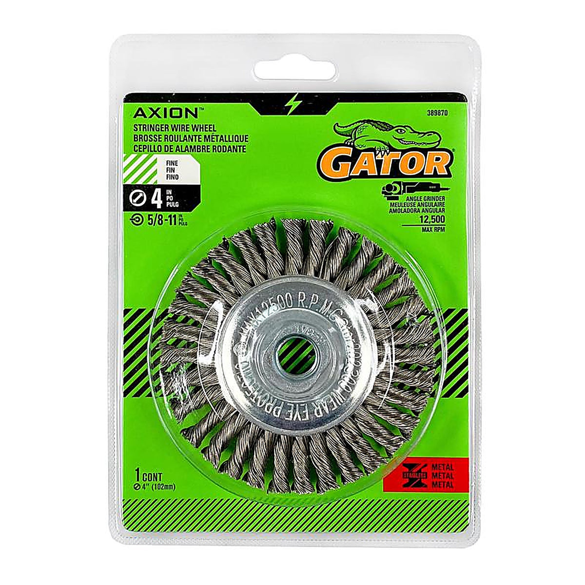 Gator - 389870 - 4 In. Fine Knotted/Twisted Wire Wheel Brass Coated Steel 12500 Rpm 1 Piece