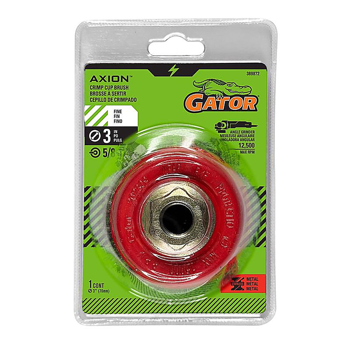 Gator - 389872 - 3 In. Coarse Crimped Wire Cup Brush Brass Coated Steel 12500 Rpm 1 Piece