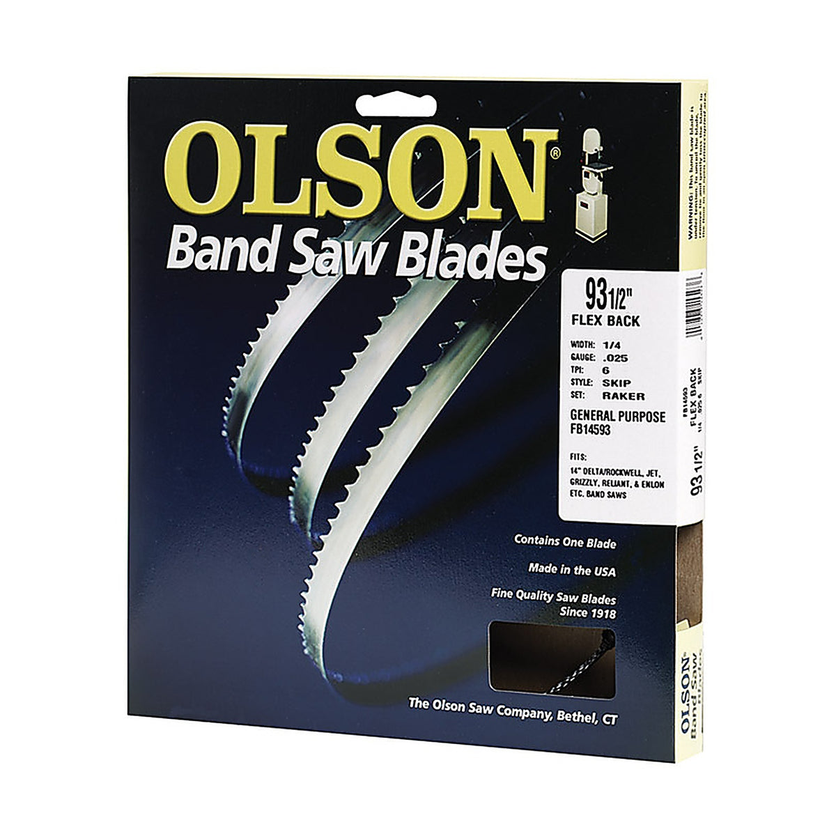 Olson FB14593DB 93.5 in. L X 0.3 in. W Carbon Steel Band Saw Blade 6 TPI Skip teeth 1 pk