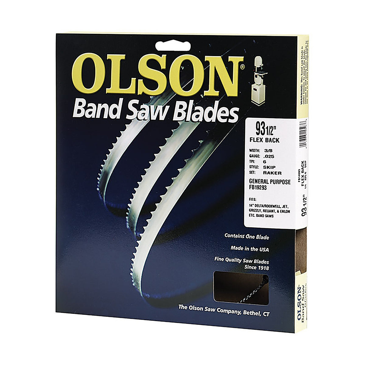 Olson FB19293DB 93.5 in. L X 0.4 in. W Carbon Steel Band Saw Blade 4 TPI Skip teeth 1 pk
