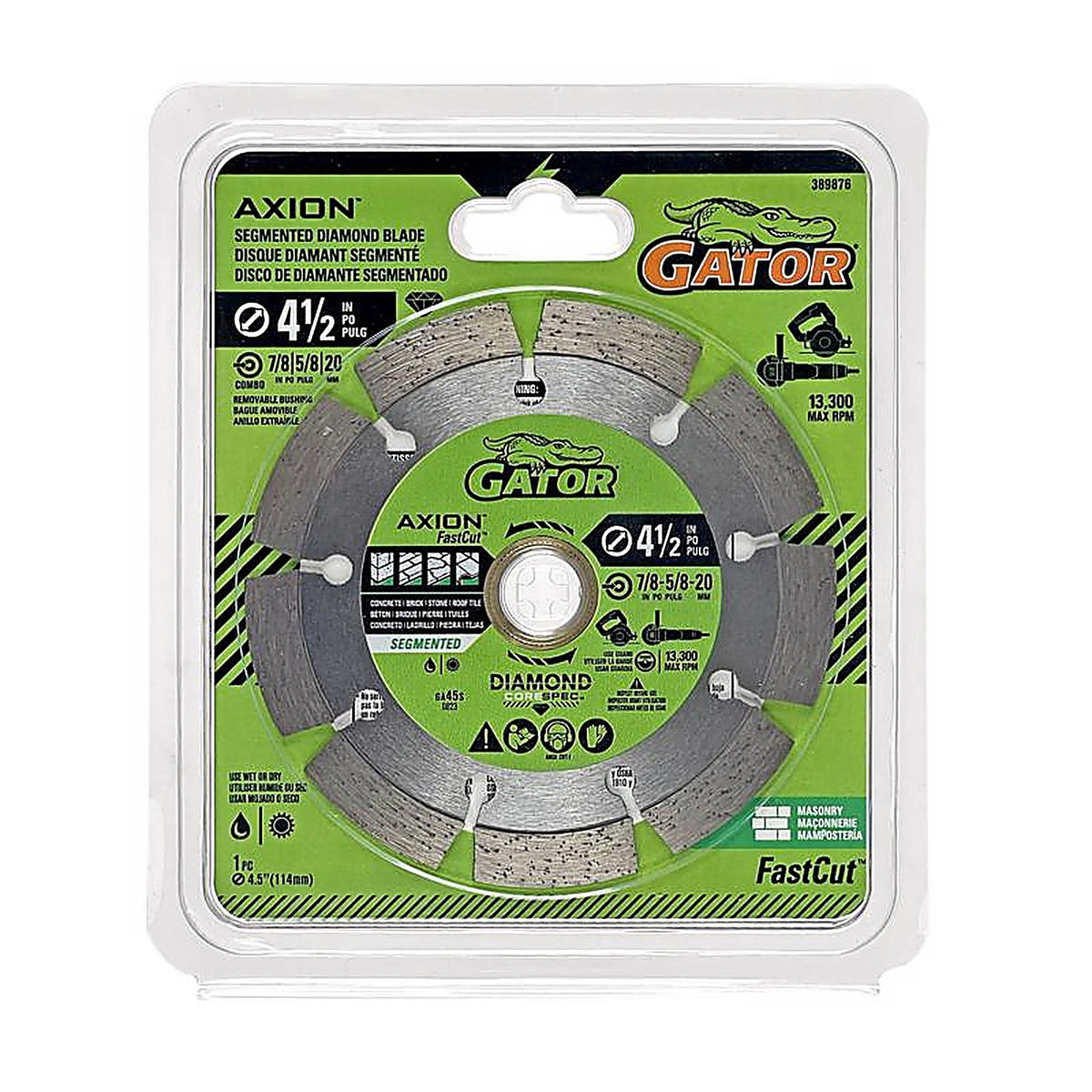 Gator - 389876 - Smoothcut 4-1/2 In. D X 5/8 and 7/8 In. Diamond Segmented Rim Saw Blade 1 Pack
