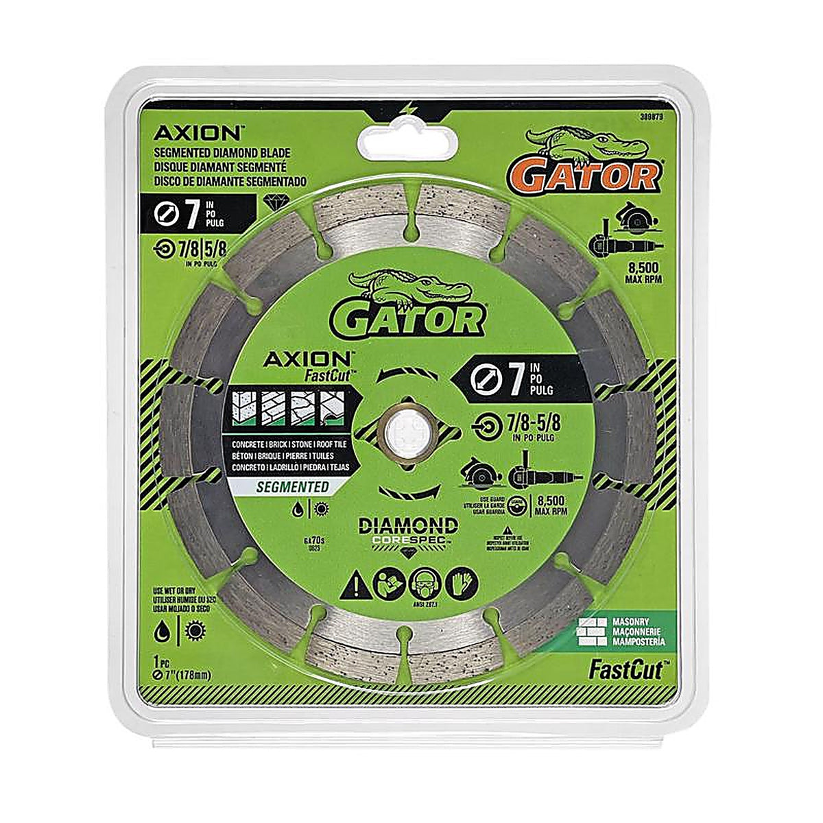 Gator - 389879 - Fastcut 7 In. D X 5/8 and 7/8 In. Diamond Segmented Rim Saw Blade 1 Pack
