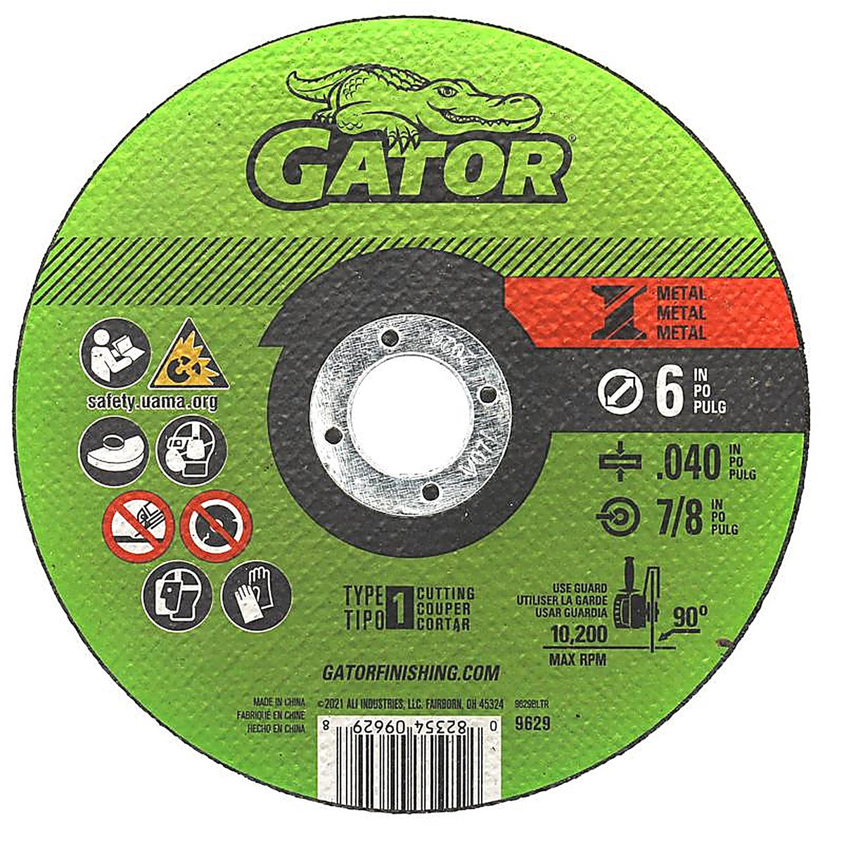 Gator - 9629 - 6 In. D X 7/8 In. Aluminum Oxide Metal Cutting Wheel 1 Pack