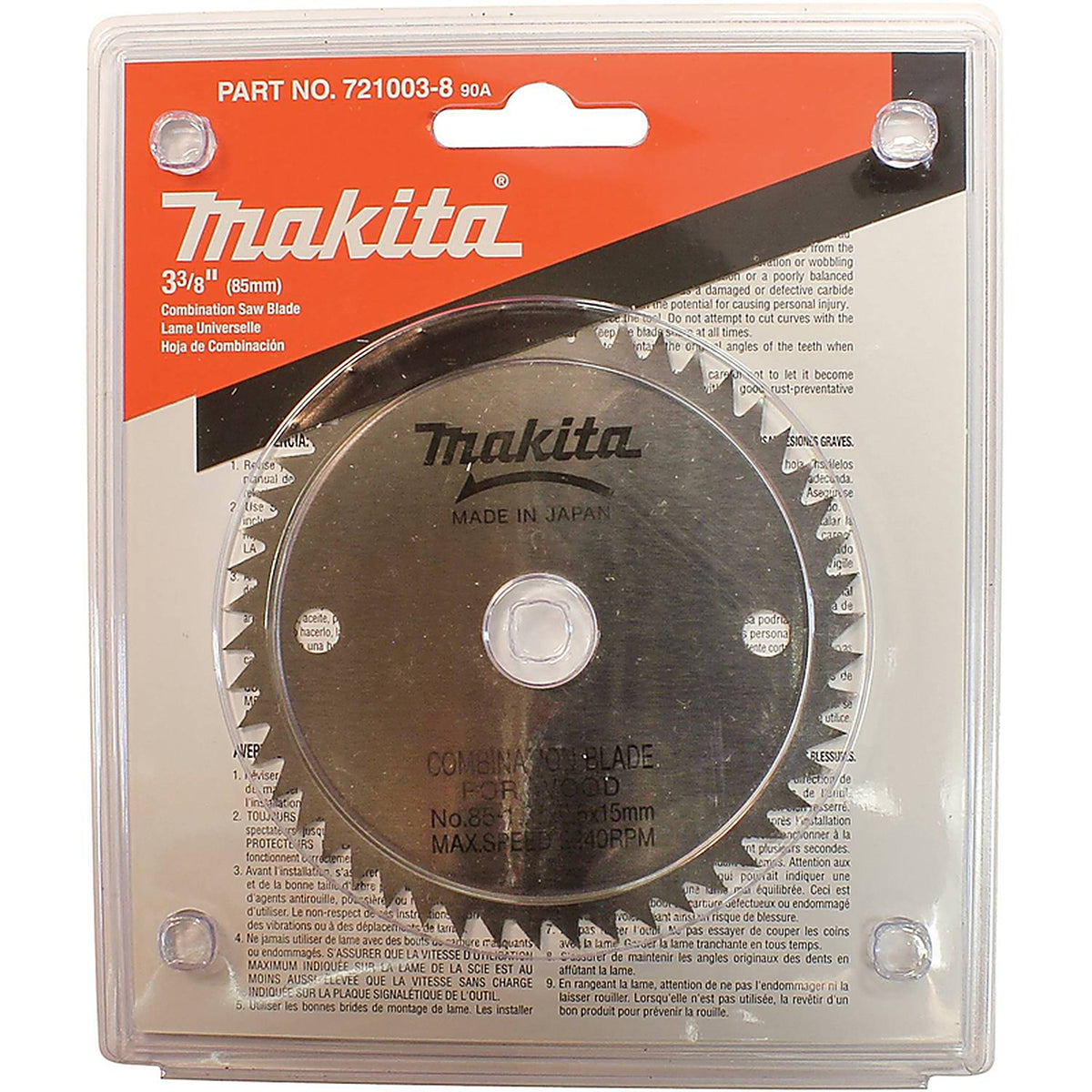 Makita - 721003-8 - 3-3/8 In. D X 15 MM MM N/A Steel Circular Saw Blade 50 Teeth 1 Pack