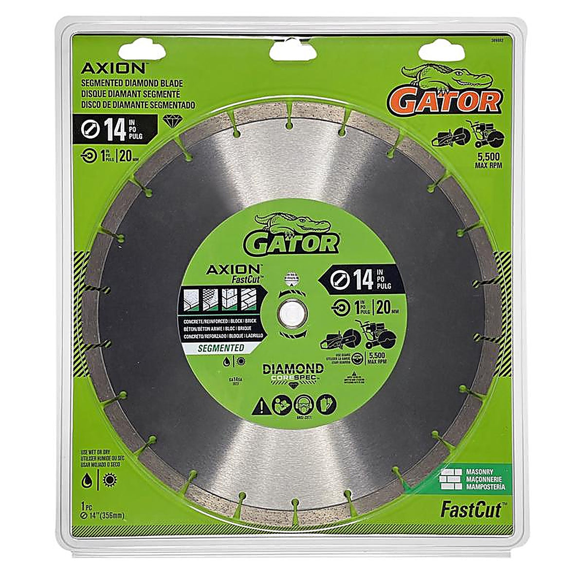 Gator - 389882 - Fastcut 14 In. D X 1 In. Diamond Segmented Rim Saw Blade 1 Pack
