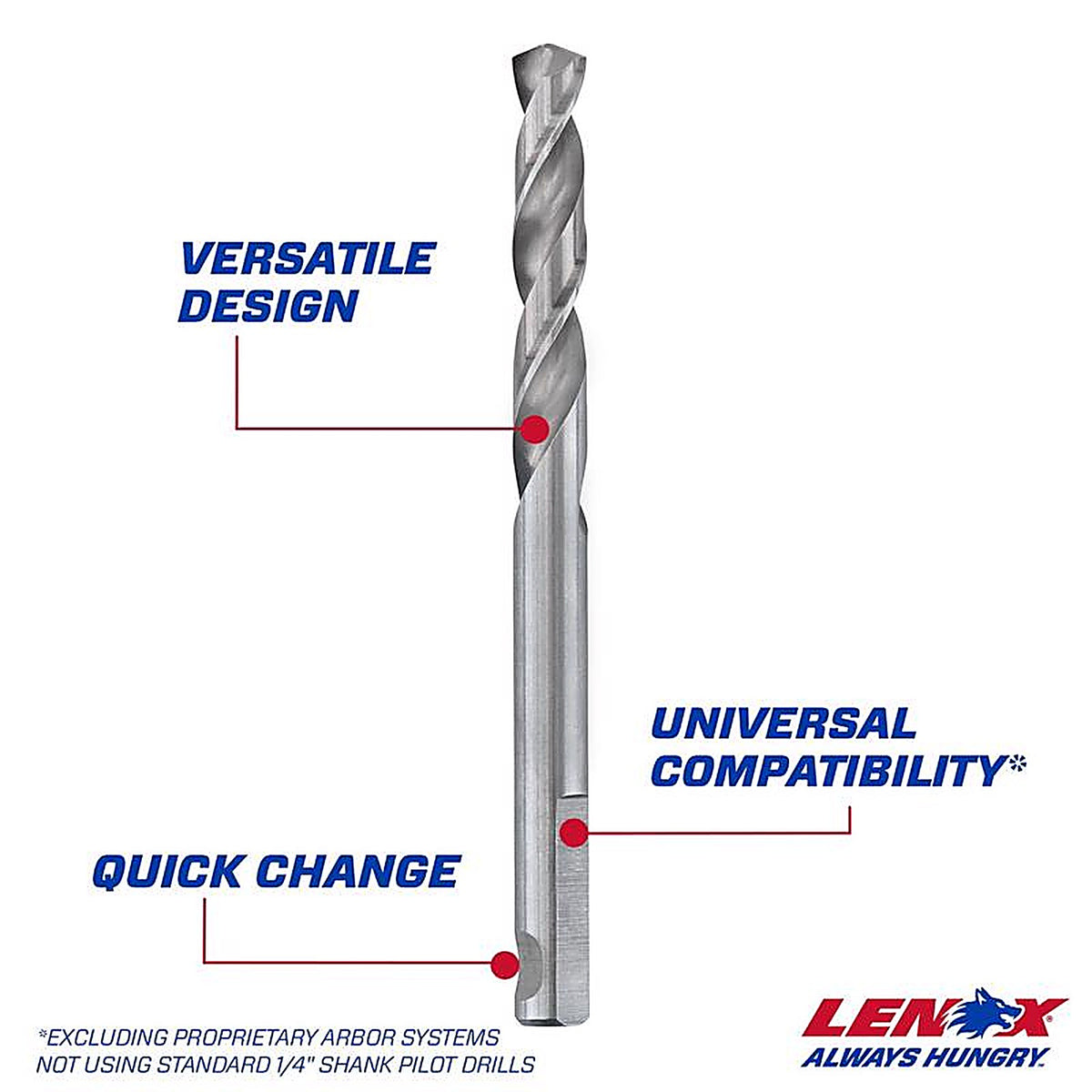 Lenox - LXAH99314PB - 1/4 In. High Speed Steel 3-1/4 In. L X 1/4 In. D Hole Saw Pilot Bit