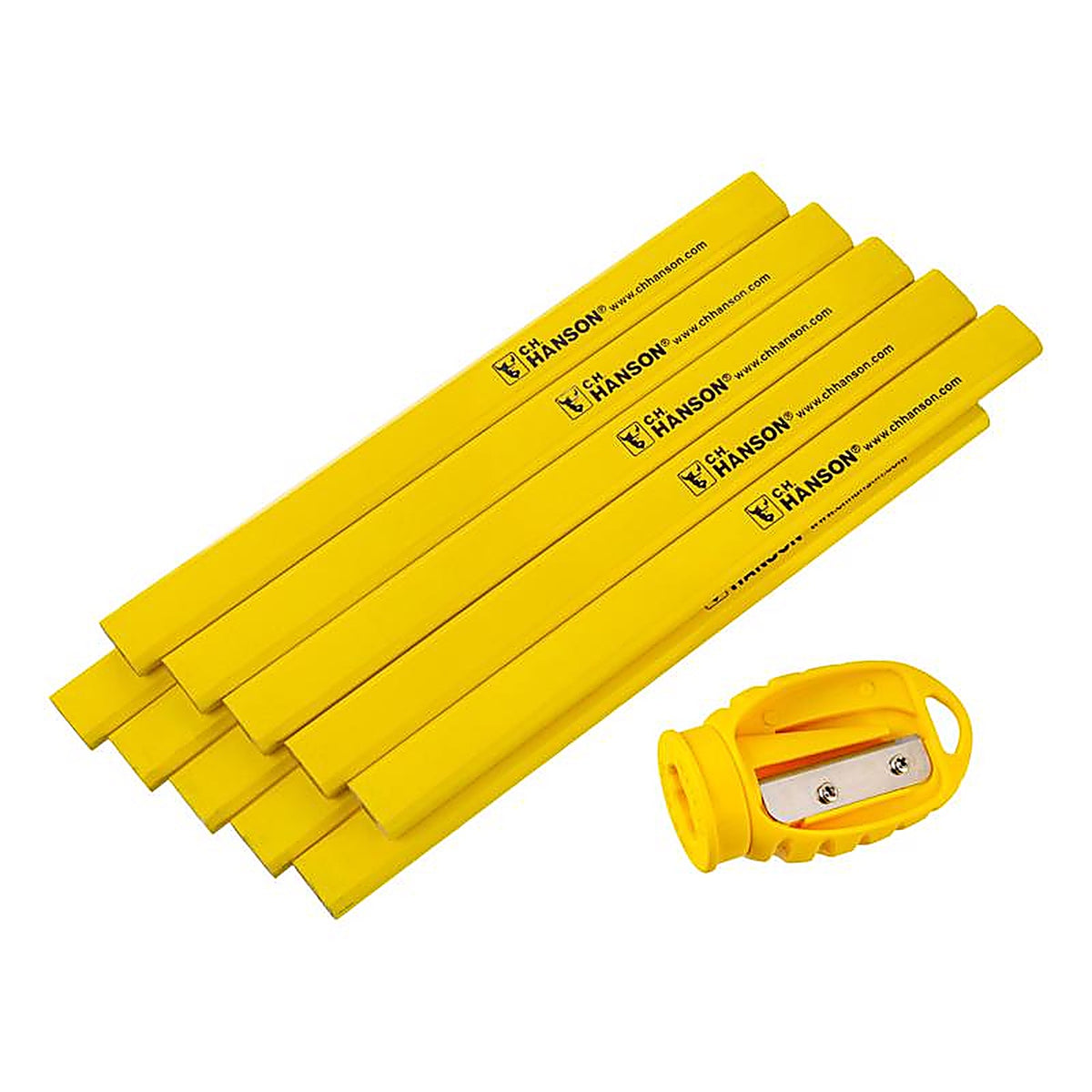 C.H. Hanson - 10214 - 2 In. L Carpenter Pencil and Sharpener Yellow 10 Piece