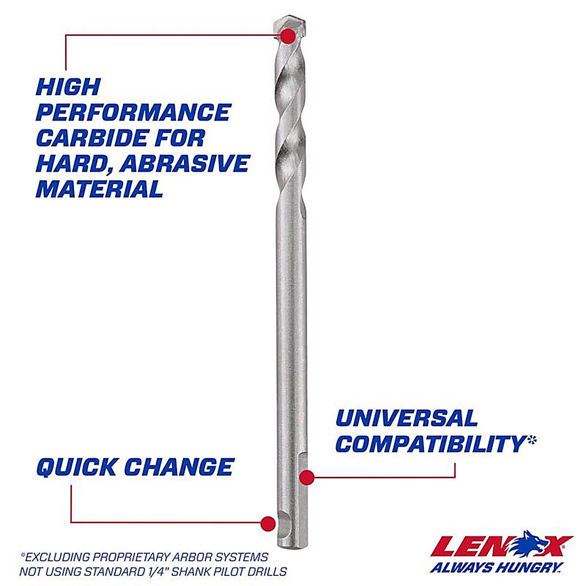 Lenox - LXAH99414CTPB - 108 MM Carbide Tipped 4-1/4 In. L X 1/4 In. D Hole Saw Pilot Bit