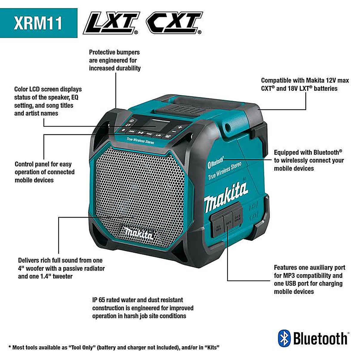 Makita - XRM11 - Lxt/Cxt Wireless Bluetooth Weather Resistant Jobsite Speaker