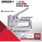 Arrow Fastener JT21CM 7/16 in. Narrow Staple Gun Silver