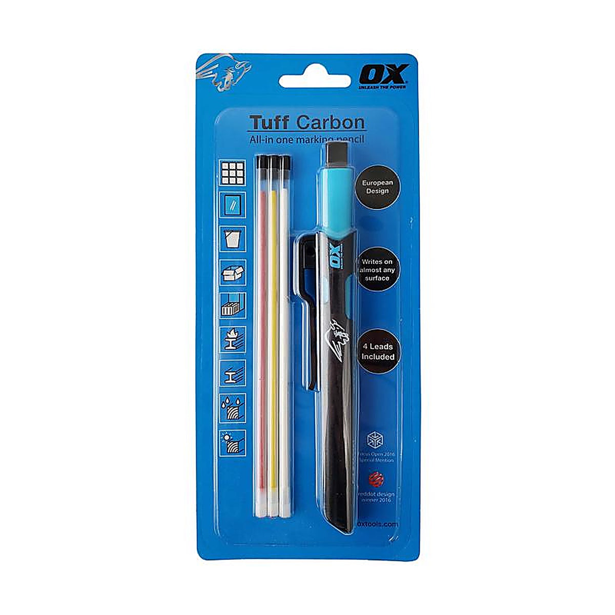 OX Tools - OX-P503210 - Tuff Carbon 6.3 In. L All in One Carpenter Pencil Kit Black 4 Piece