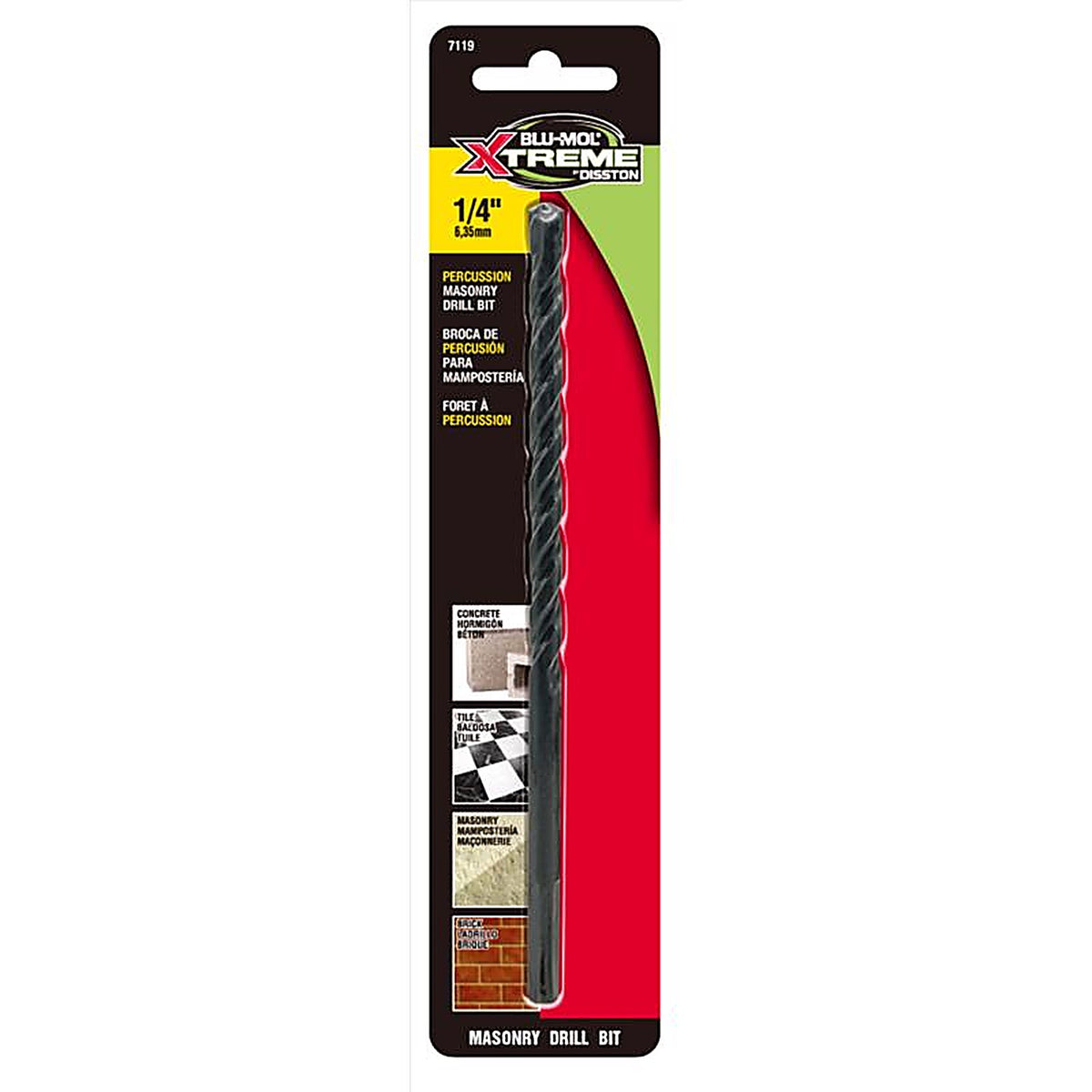 Blumol - E0217119 - Disston Blu-Mol Xtreme 1/4 In. X 6 In. L Carbide Tipped Masonry Drill Bit Straight Shank 1 Pack