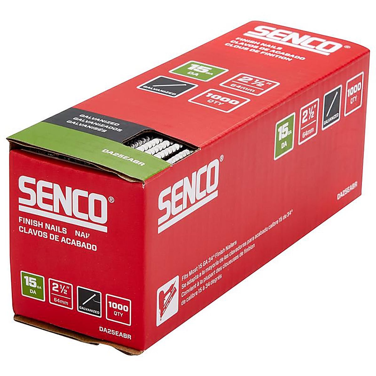 Senco - DA25EABR - 2-1/2 In. Finishing Galvanized Steel Nail Brad Head