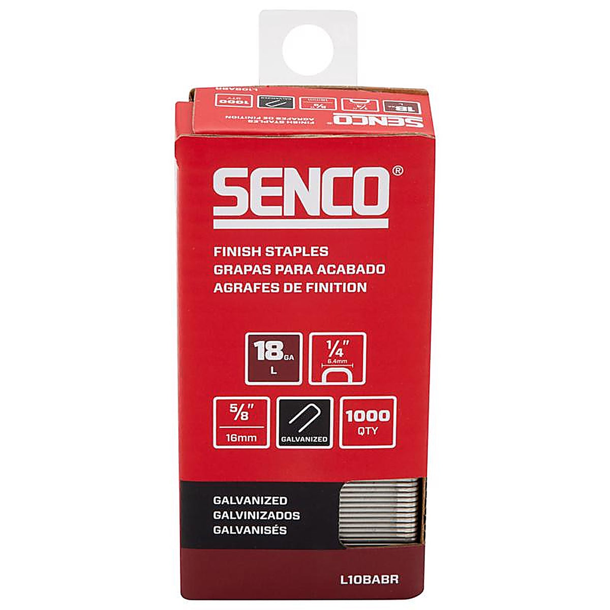 Senco - L10BABR - 1/4 In. W X 5/8 In. L Galvanized Finish Staples 18 Ga. 1000 Pack