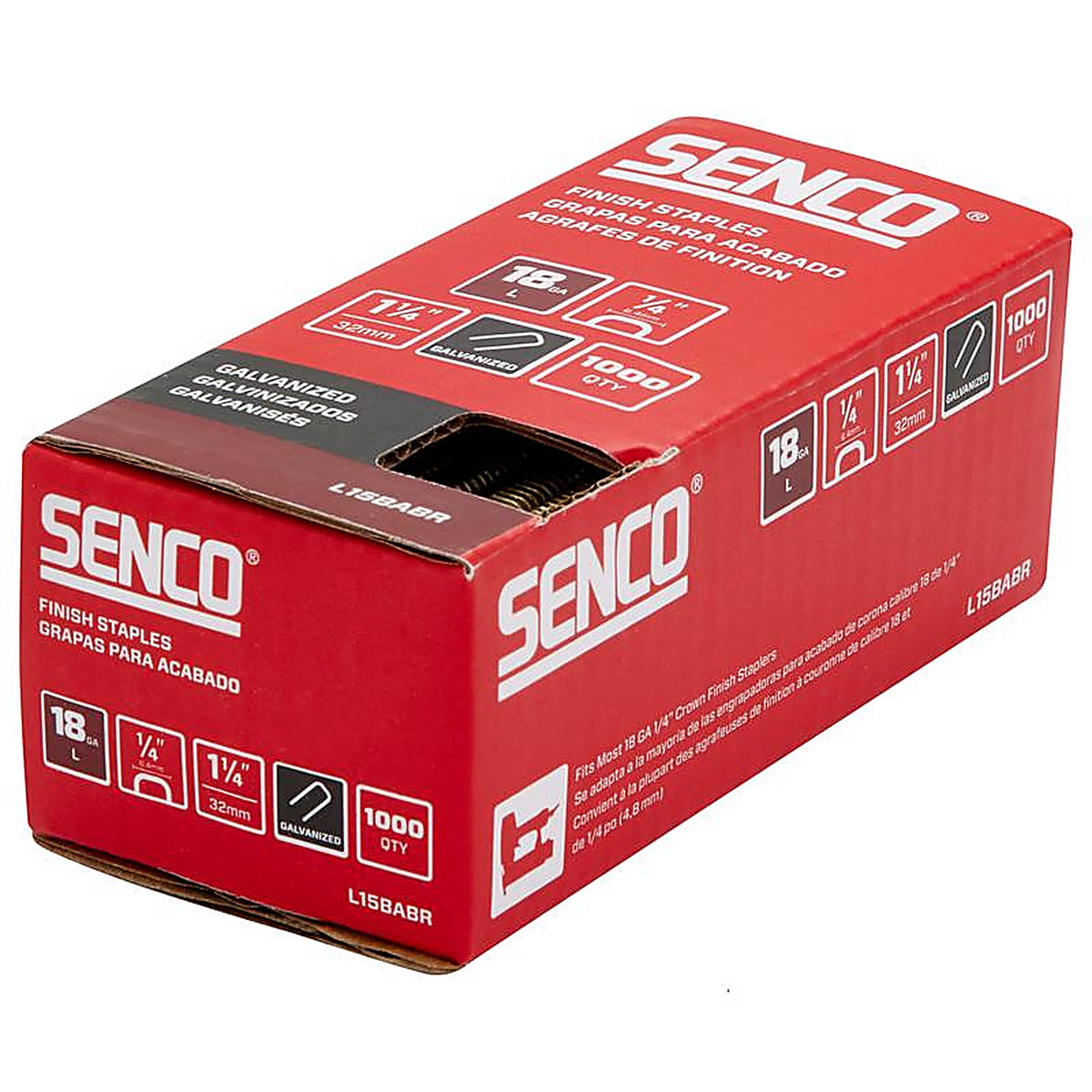 Senco - L15BABR - 1/4 In. W X 1-1/4 In. L Galvanized Finish Staples 18 Ga. 1000 Pack