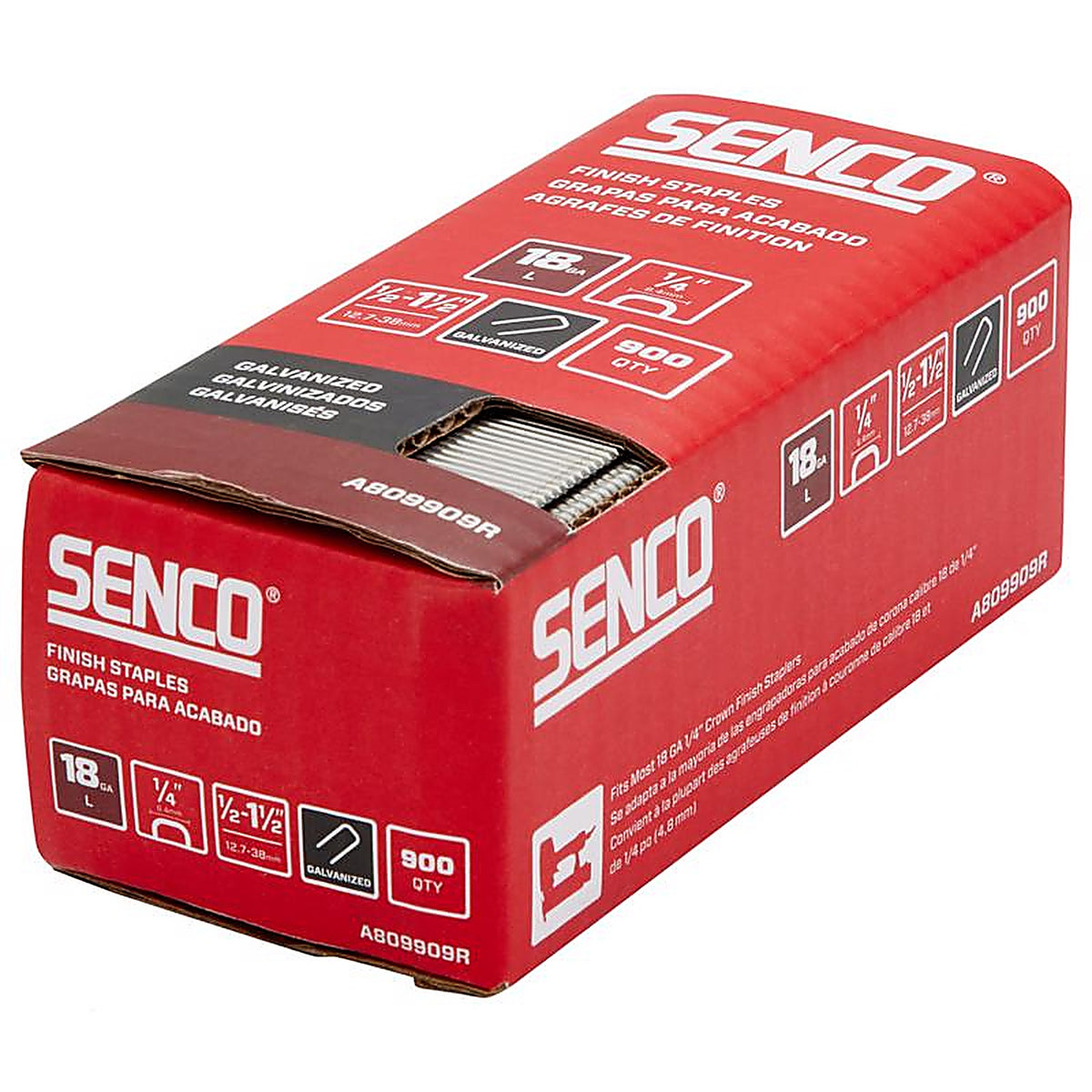 Senco - A809909R - 1/4 In. W X Variety In. L Galvanized Finish Staples 18 Ga. 900 Box