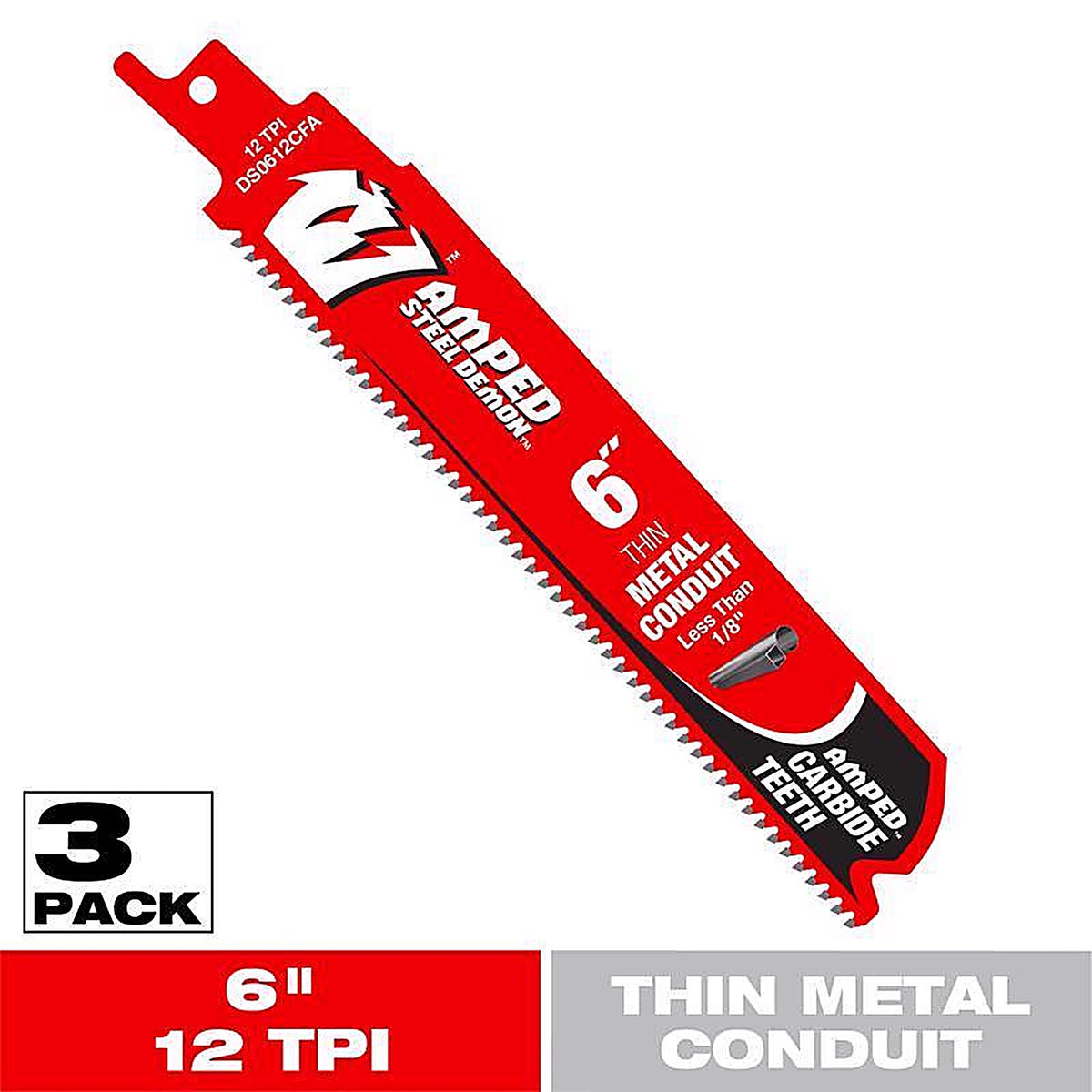 Diablo - DS0612CFA3 - Amped 6 In. Carbide Tipped Reciprocating Saw Blade 12 TPI 3 Pack