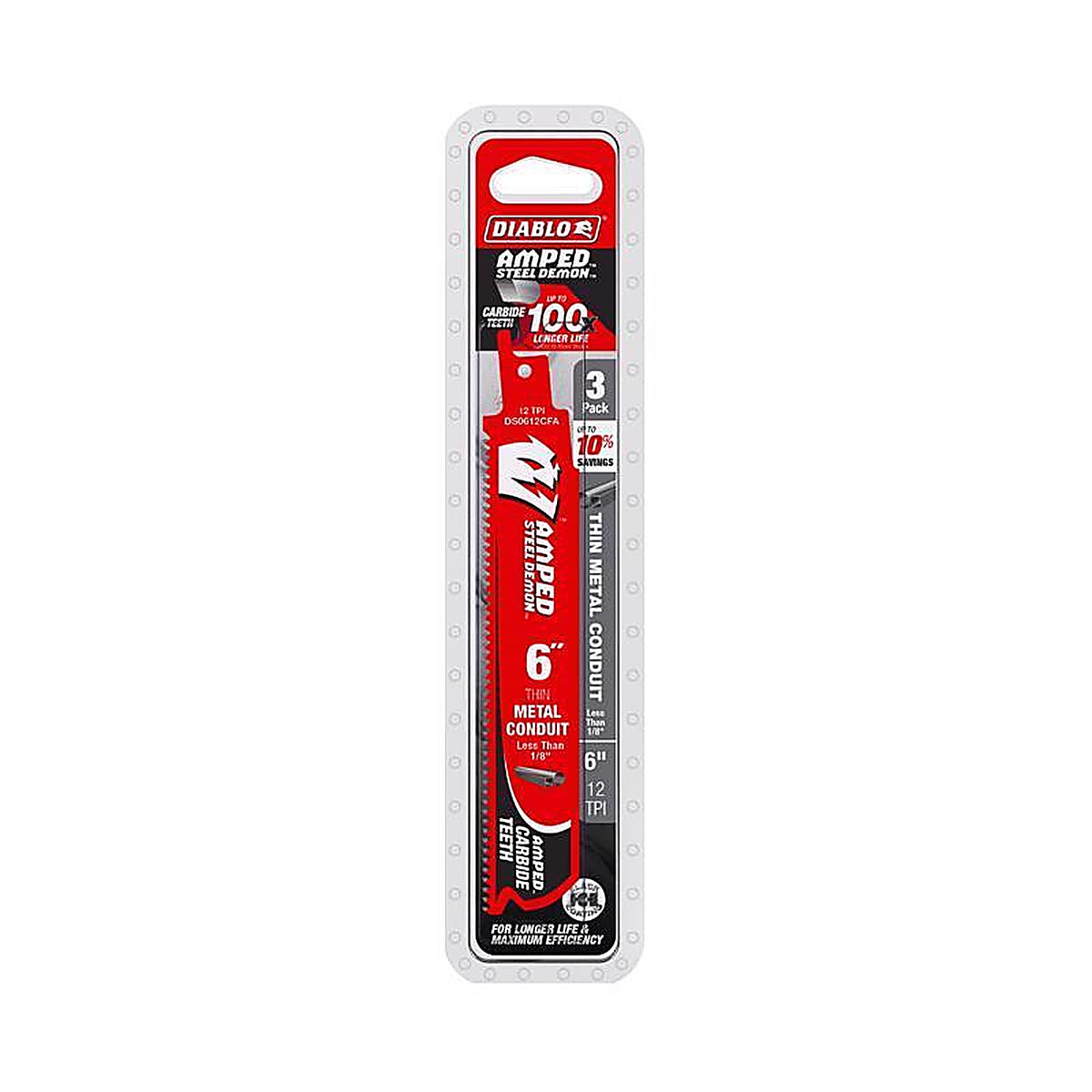Diablo - DS0612CFA3 - Amped 6 In. Carbide Tipped Reciprocating Saw Blade 12 TPI 3 Pack