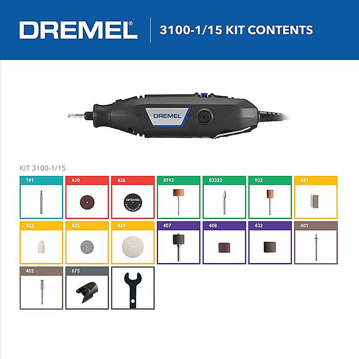 Dremel - 3100-1/15 - 1.2 Amps 16 Piece Corded Rotary Tool Kit
