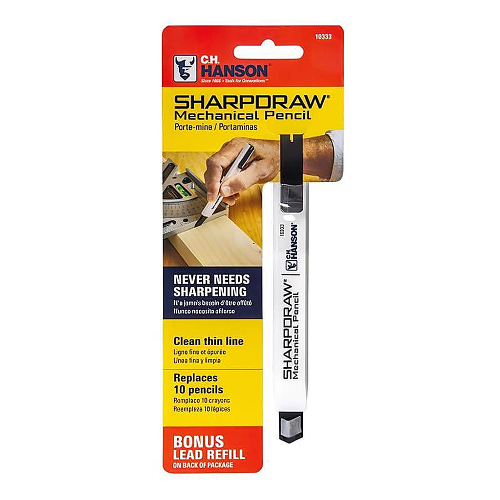 C.H. Hanson - 10333 - Sharpdraw 7 In. L Mechanical Carpenter Pencil w/Refill Snap-Off Pencil Blade White 1 Piece