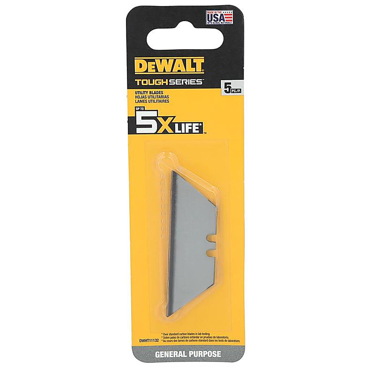 DeWalt - DWHT11132 - Toughseries High Carbon Steel Heavy Duty Induction Treated Utility Blade 5 Pack