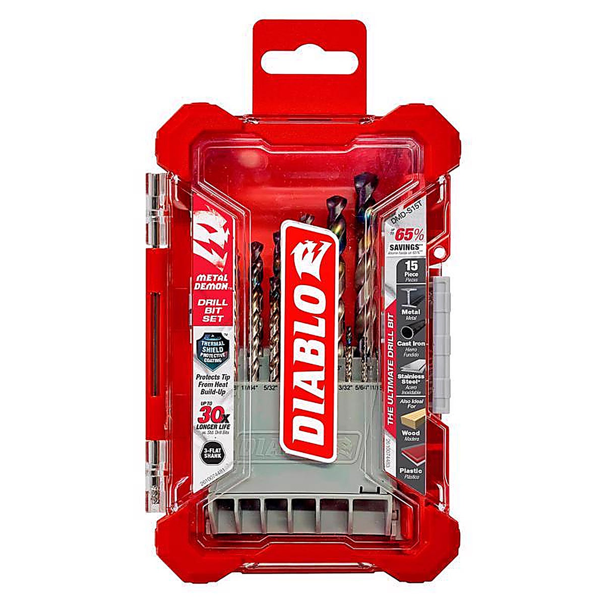 Diablo - DMD-S15T - Metal Demon Steel Drill Bit Set 3-Flat Shank 15 Piece