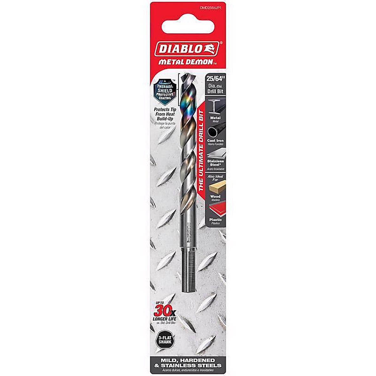 Diablo - DMD2564JP1 - Metal Demon 25/64 In. X 5.2 In. L Stainless Steel Drill Bit 3-Flat Shank 1 Piece