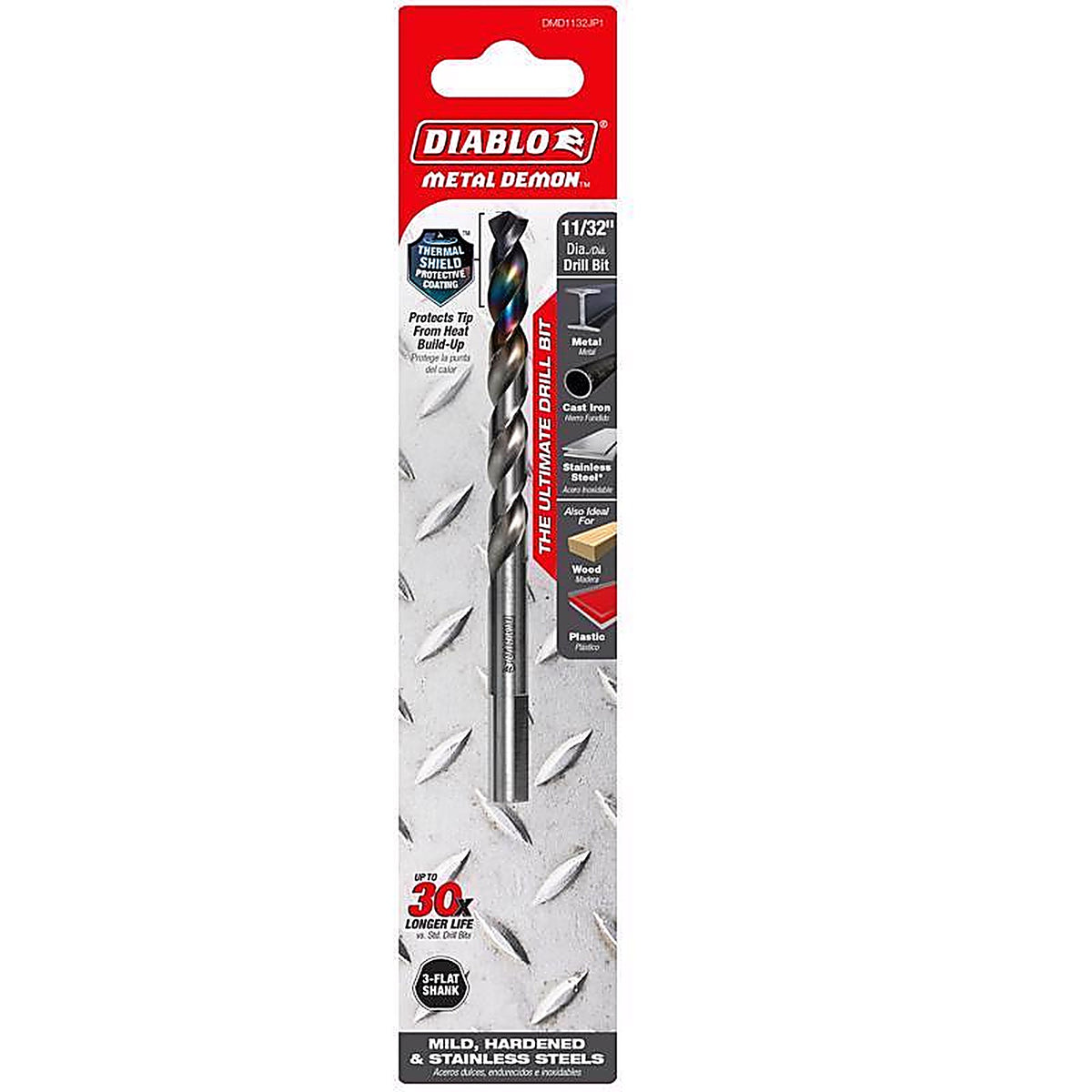 Diablo - DMD1132JP1 - Metal Demon 11/32 In. X 4.9 In. L Stainless Steel Drill Bit 3-Flat Shank 1 Piece