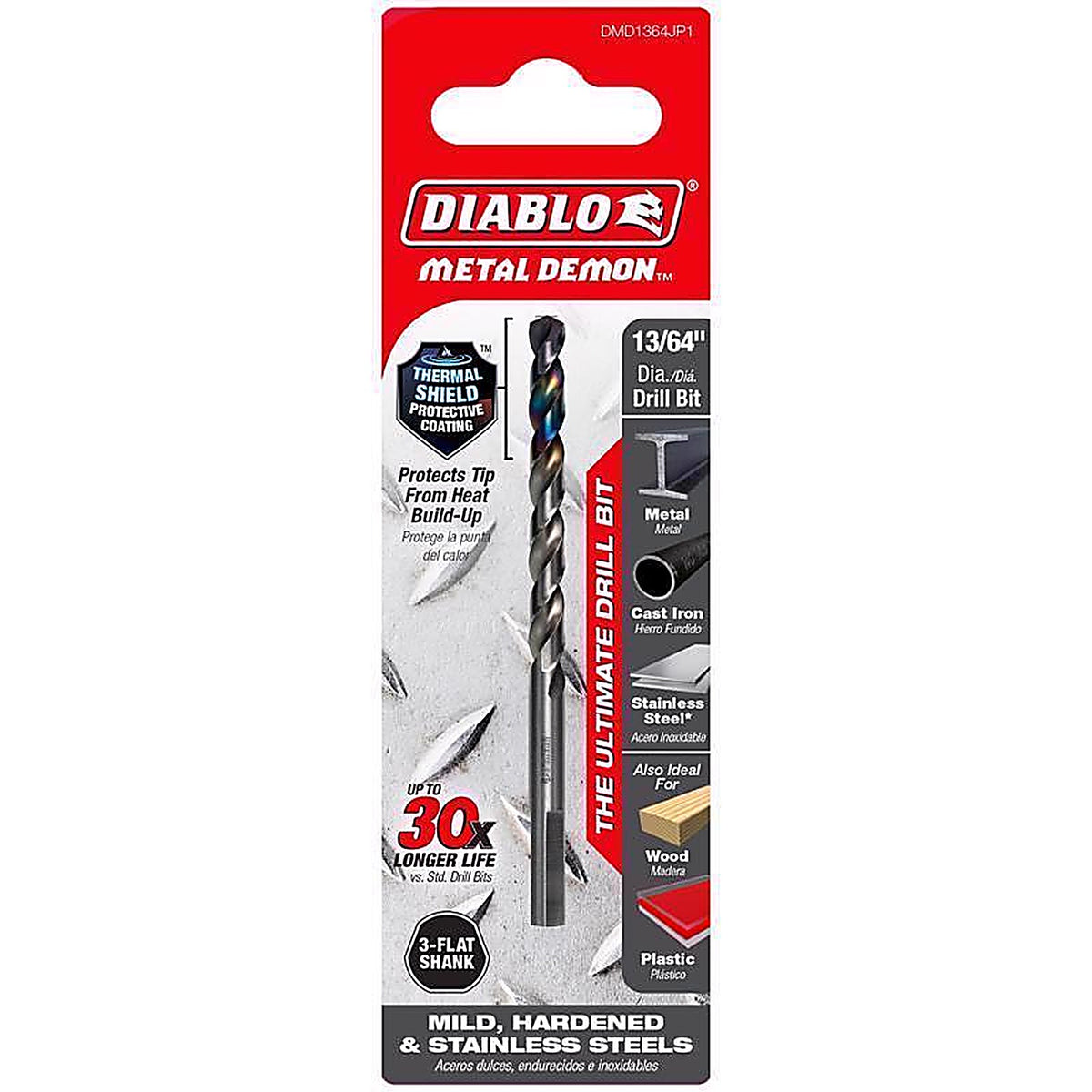 Diablo - DMD1364JP1 - Metal Demon 13/64 In. X 3.4 In. L Stainless Steel Drill Bit 3-Flat Shank 1 Piece
