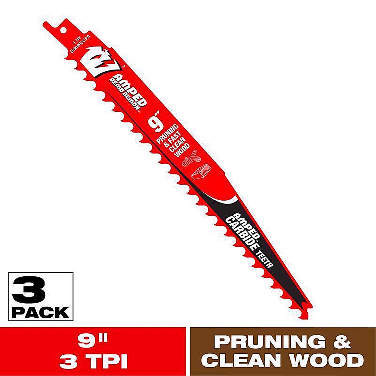 Diablo - DS0903CPA3 - Amped Demo Demon 9 In. Carbide Tipped Reciprocating Saw Blade Set 3 TPI 3 Pack