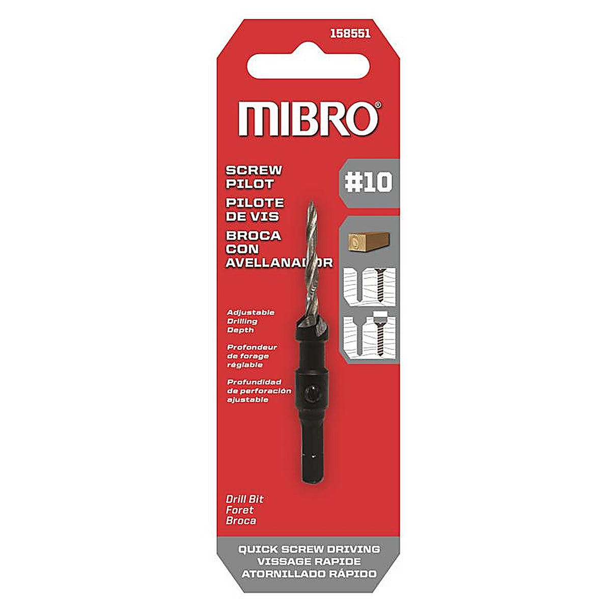 Richelieu - 158551 - Mibro #10 Steel Screw Pilot Drill Bit Straight Shank 1 Pack