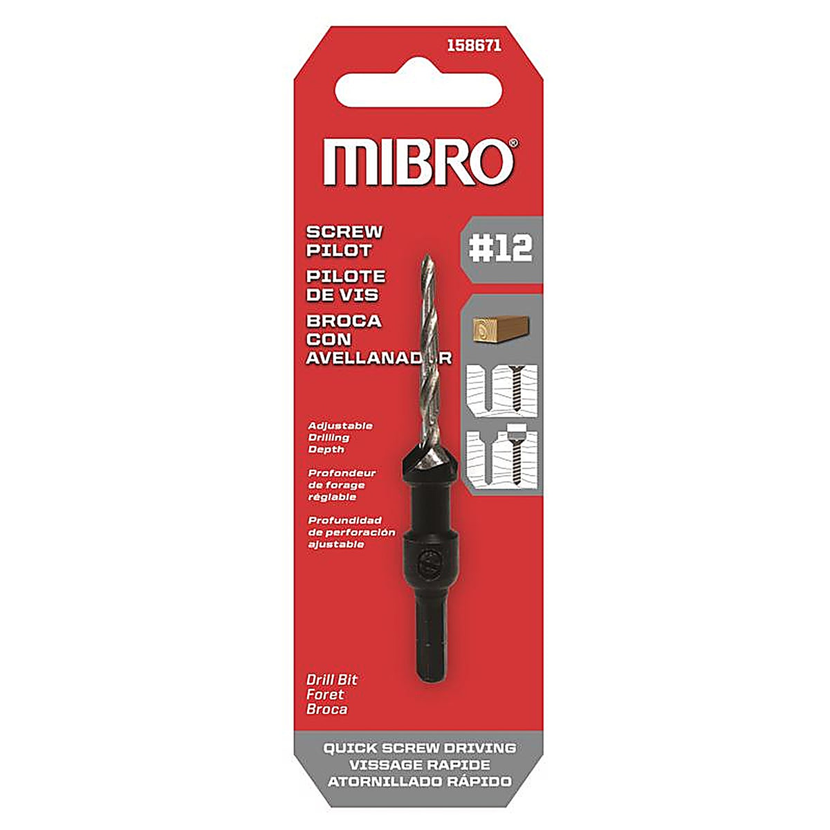 Richelieu - 158671 - Mibro #12 Steel Screw Pilot Drill Bit Straight Shank 1 Pack