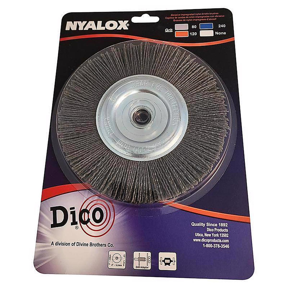 Dico - 7200060 - Nyalox 6 In. Coarse Crimped Mandrel Mounted Wheel Brush Nylon 4500 Rpm 1 Piece