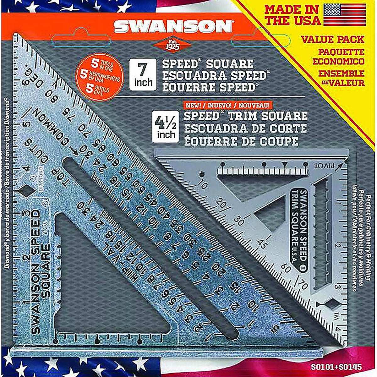 Swanson - S0101S0145 - 7.25 In. L X 1 In. H Aluminum Speed Square