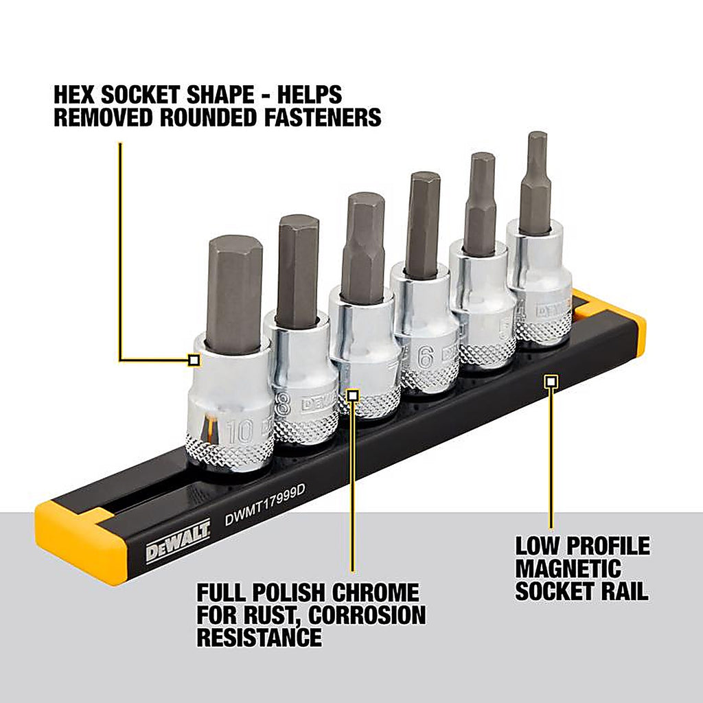 DeWalt - DWMT17001 - 3/8 In. Drive Metric 6 Piece HEX Bit Socket Set 1 Piece