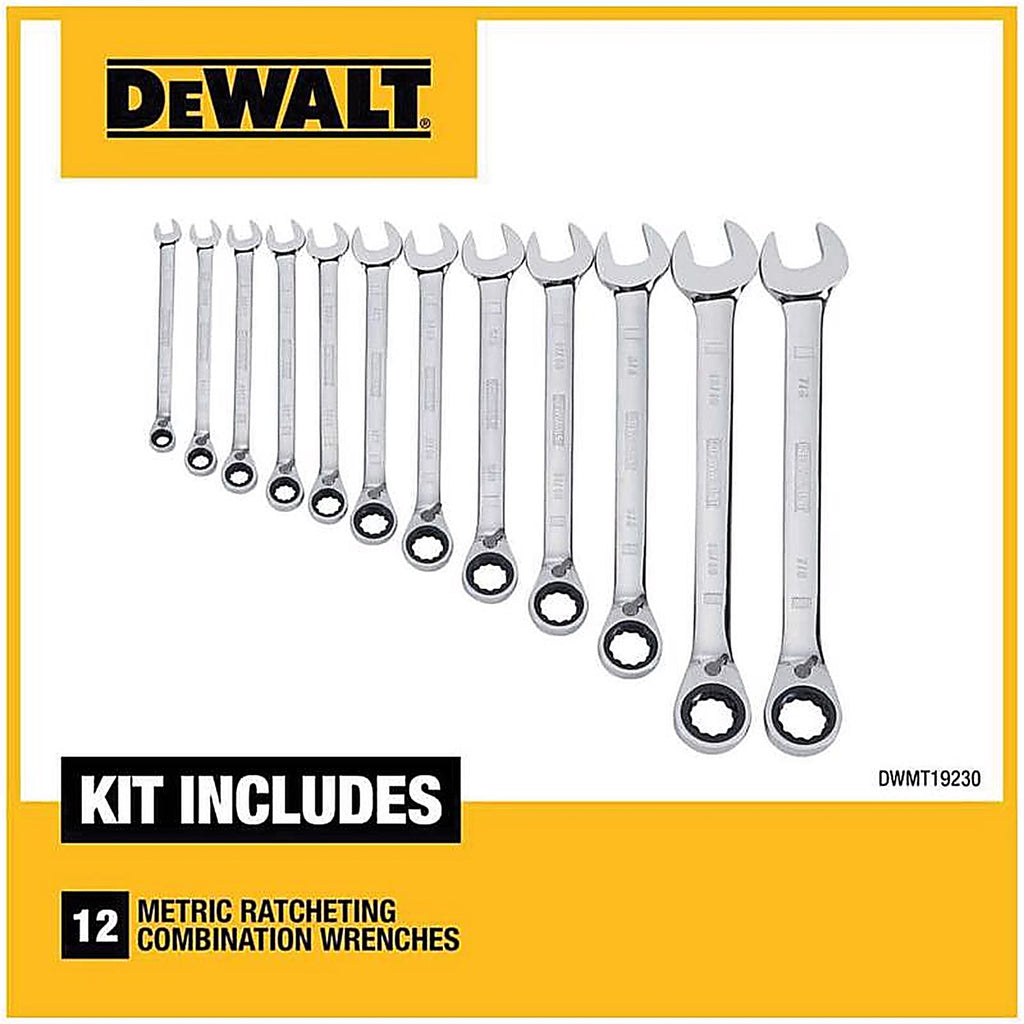 DeWalt - DWMT19230 - Metric Ratcheting Combination Wrench Set 12 Piece