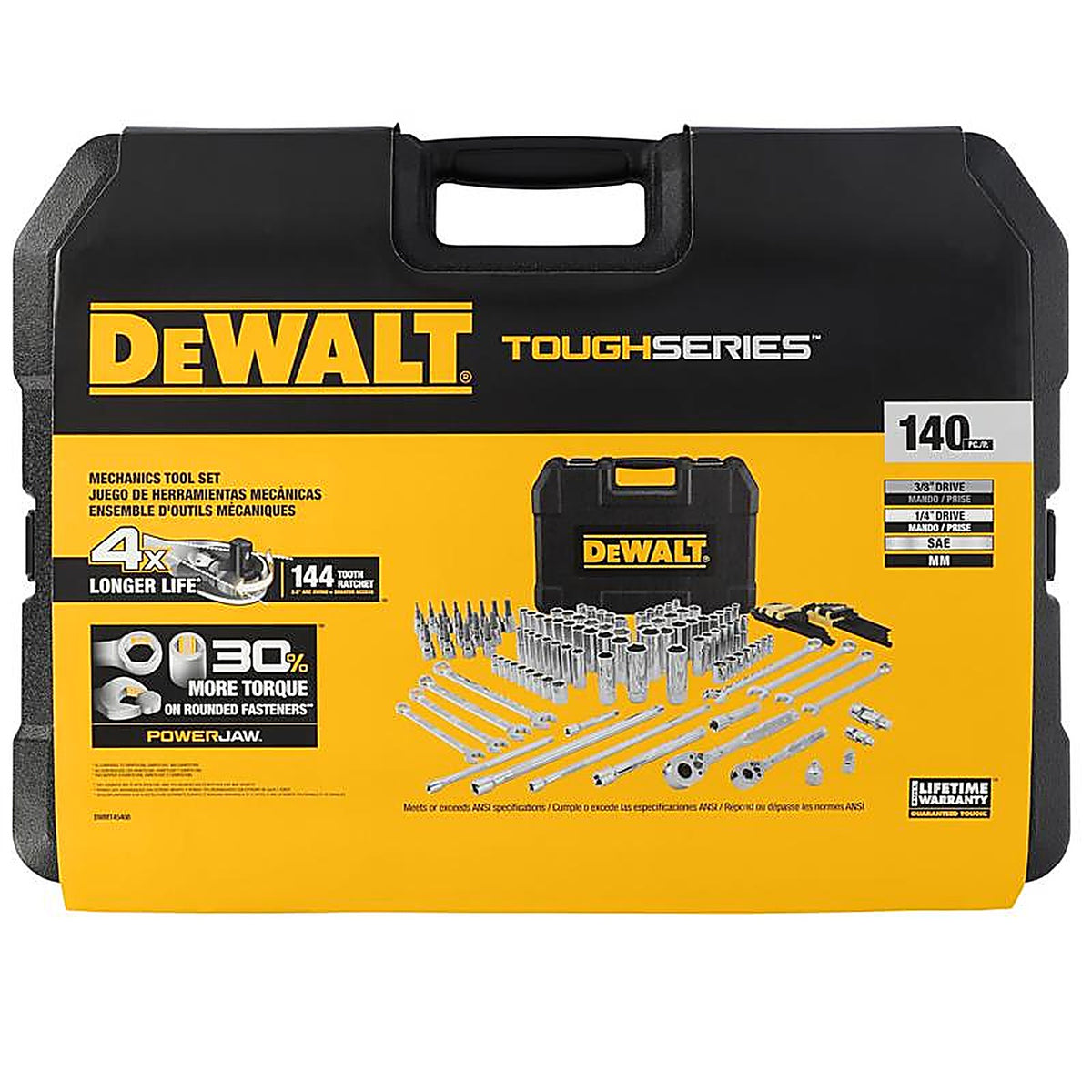 DeWalt - DWMT45408 - Toughseries 1/4 and 3/8 In. Drive Metric/SAE Mechanics Tool Set 140 Piece