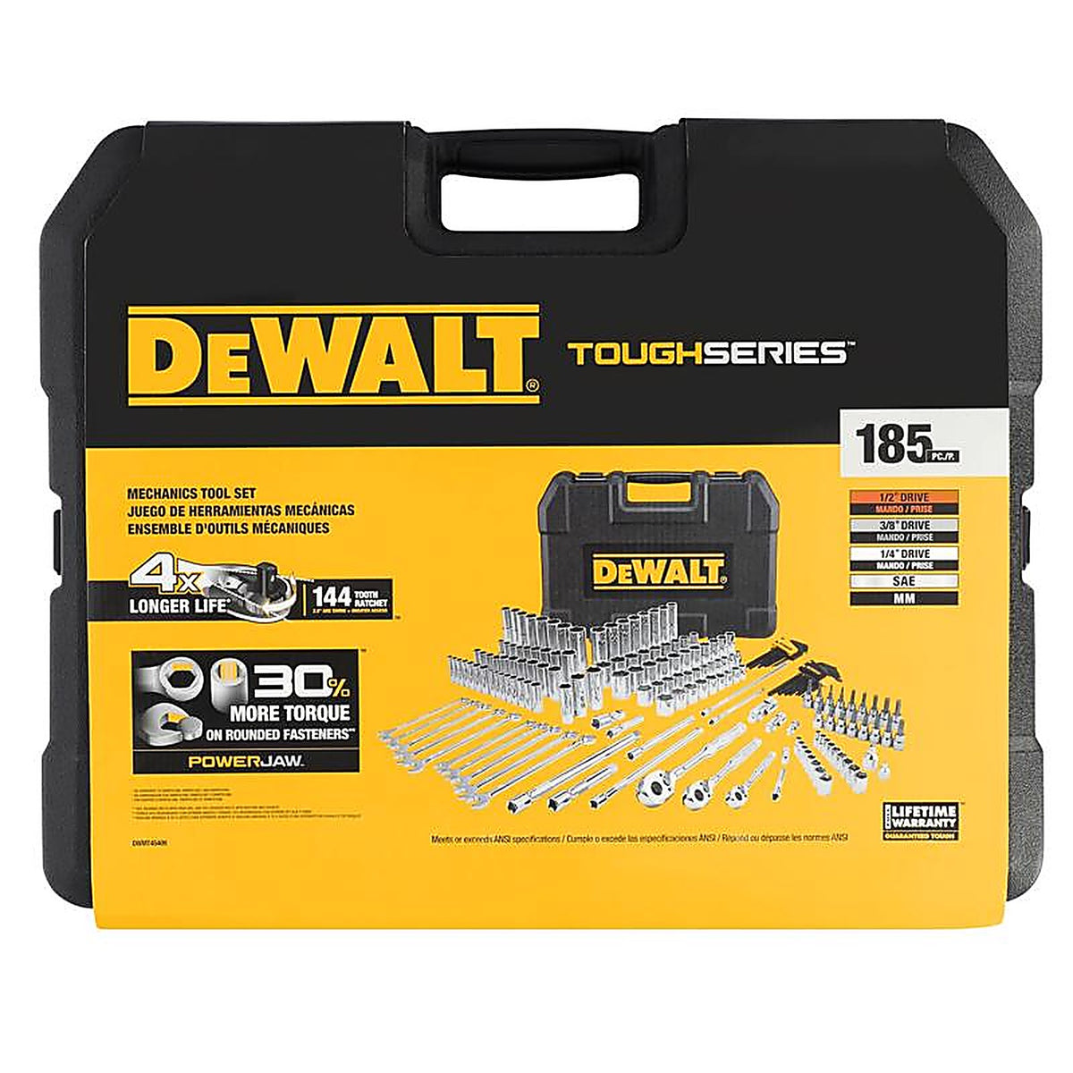 DeWalt - DWMT45409 - Toughseries 1/4 & 3/8 & 1/2 In. Drive Metric/SAE Mechanics Tool Set 185 Piece
