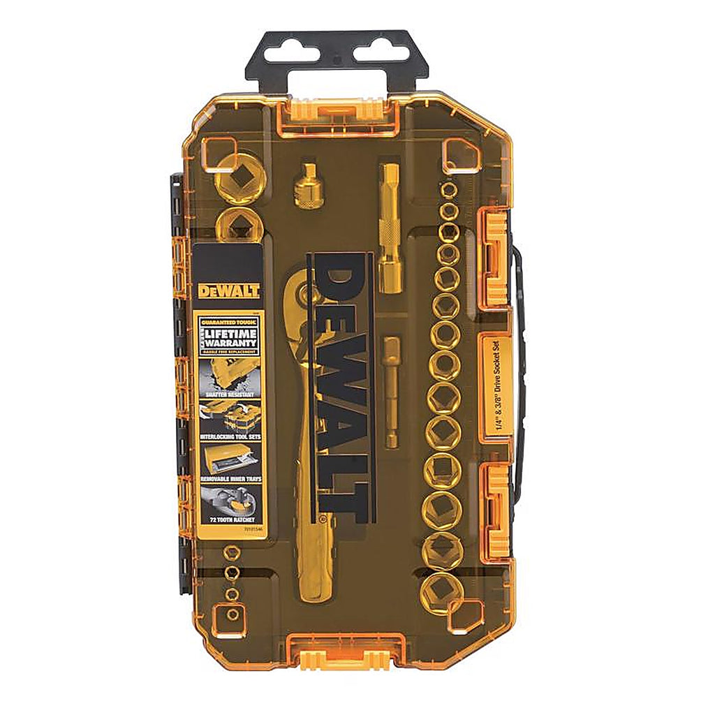 DeWalt - DWMT73804 - 1/4 and 3/8 In. Drive Metric/SAE 6 Point Socket Set 34 Piece