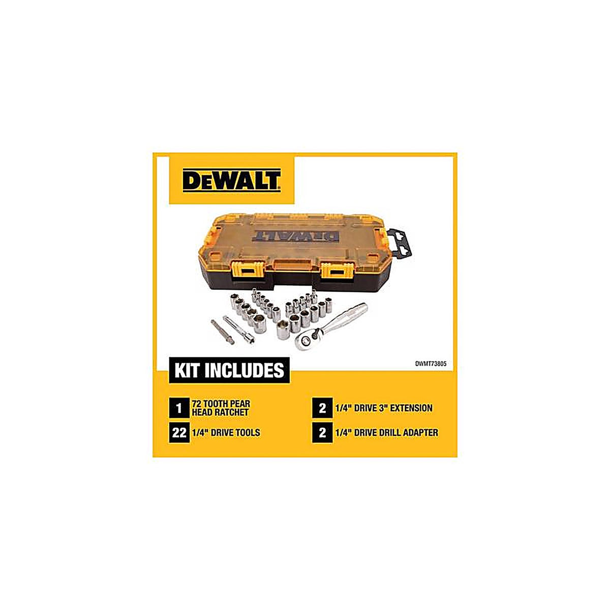 DeWalt - DWMT73805 - 1/4 In. Drive Metric/SAE 6 Point Socket Set 25 Piece
