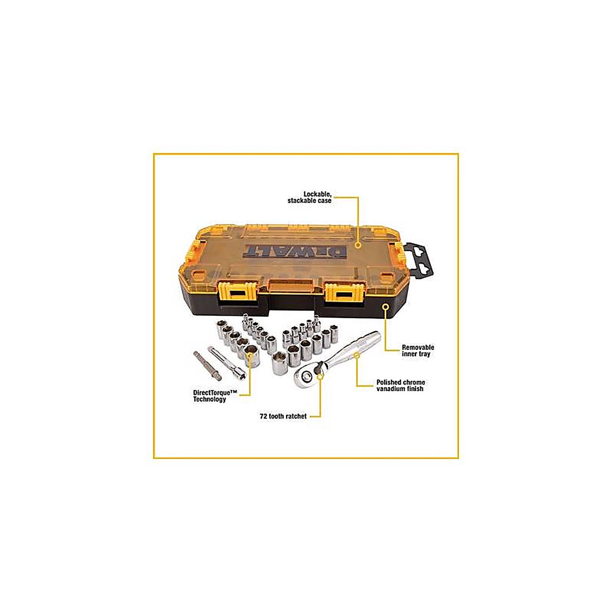DeWalt - DWMT73805 - 1/4 In. Drive Metric/SAE 6 Point Socket Set 25 Piece