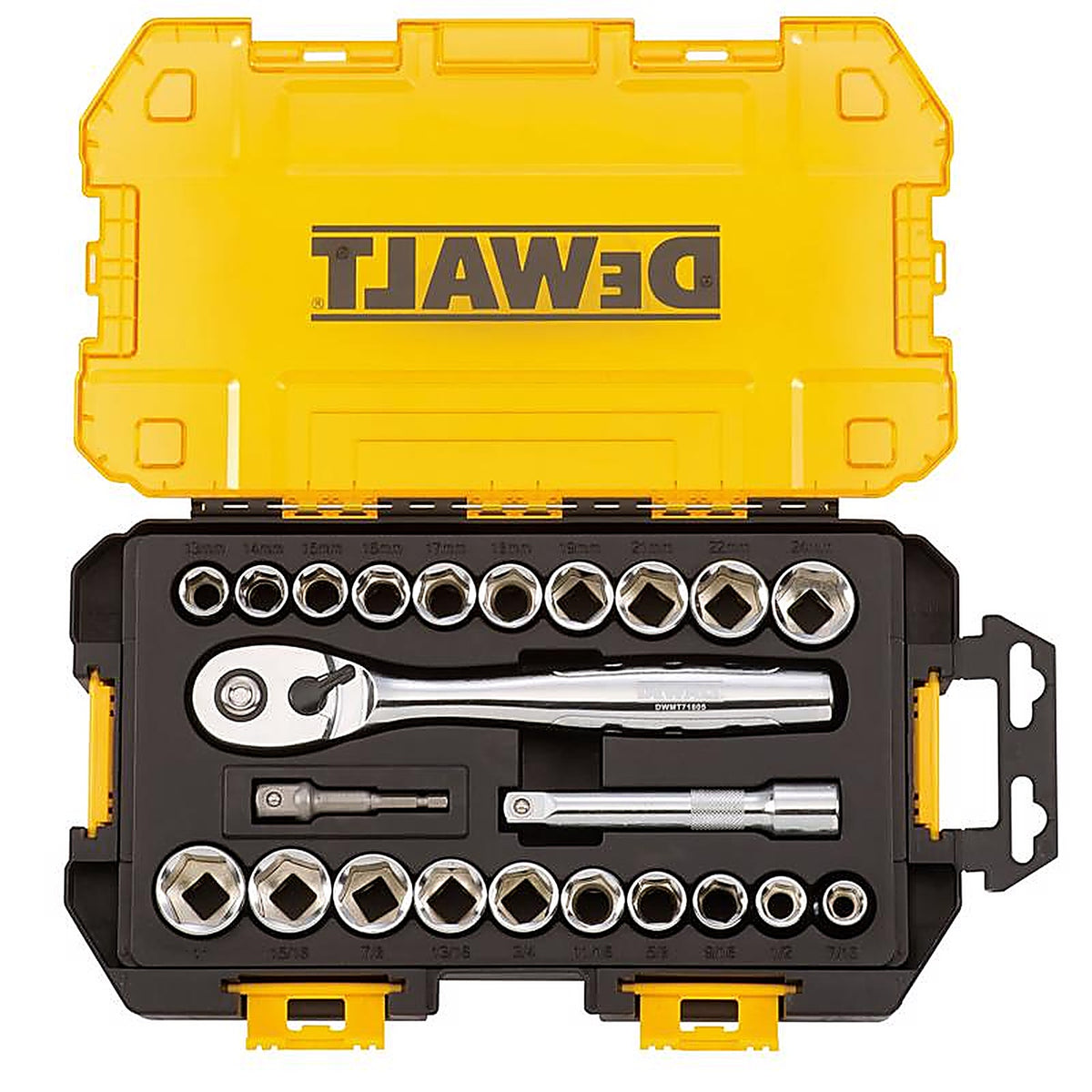 DeWalt - DWMT73813 - 1/2 In. Drive Metric/SAE 6 Point Socket Set 23 Piece