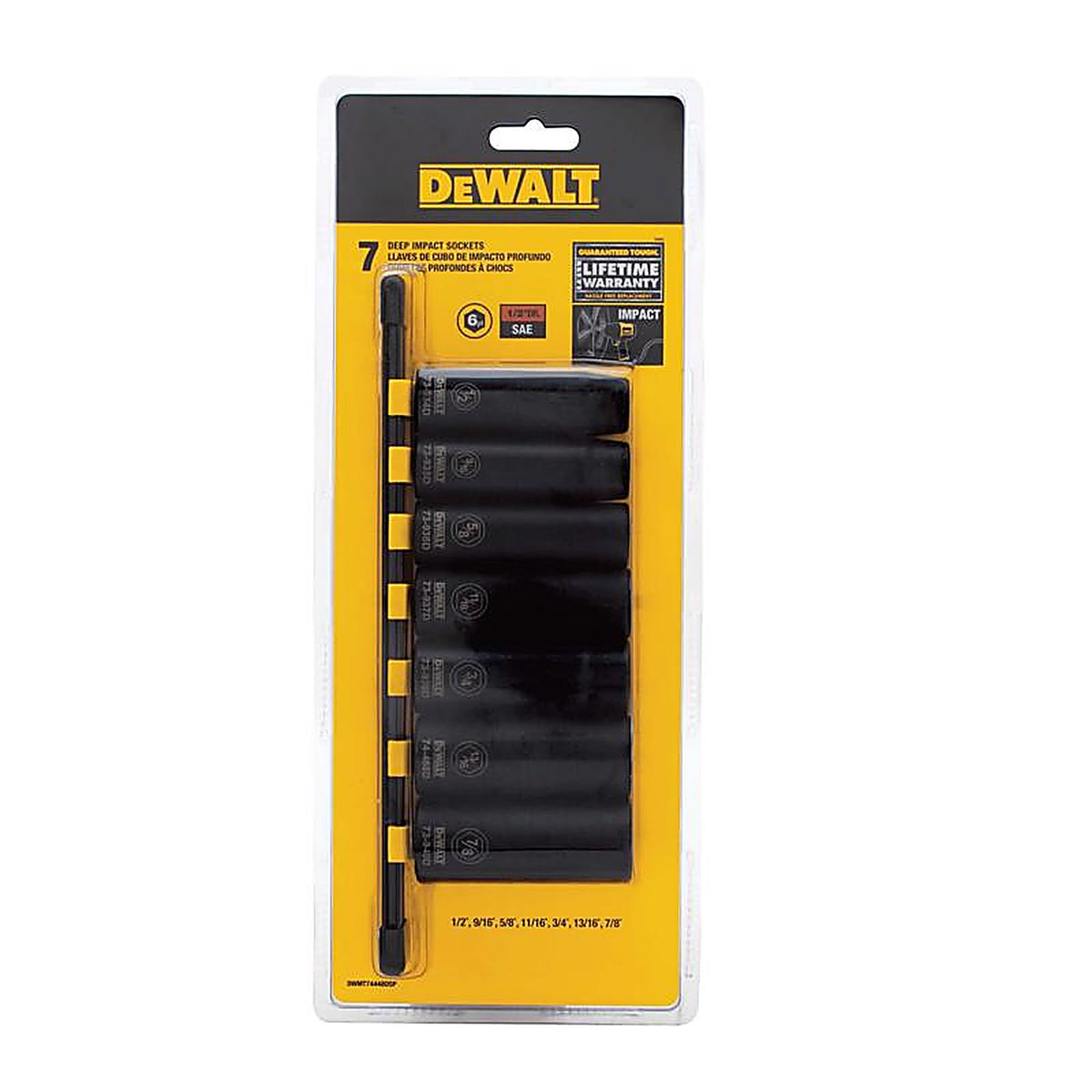 DeWalt - DWMT74448OSP - 1/2 In. X 1/2 In. Drive SAE 6 Point Deep Impact Socket 7 Piece