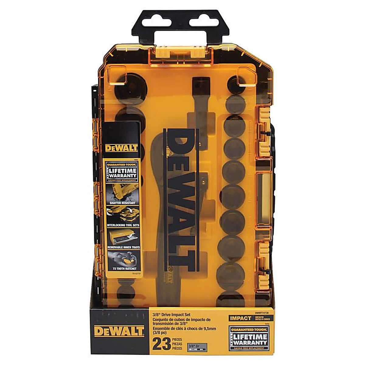 DeWalt - DWMT74738 - 3/8 In. Drive Metric/SAE 6 Point Impact Socket Set 23 Piece