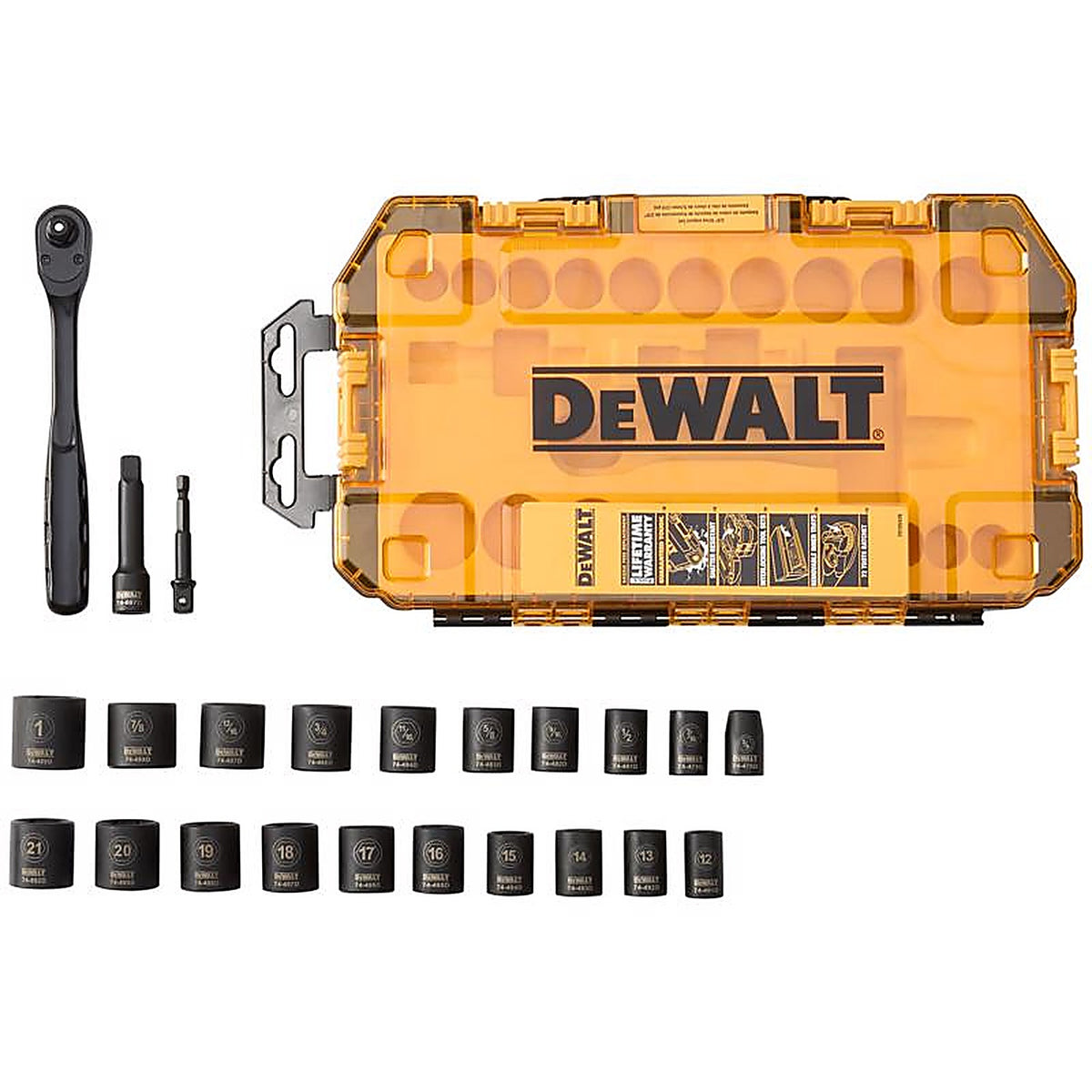 DeWalt - DWMT74738 - 3/8 In. Drive Metric/SAE 6 Point Impact Socket Set 23 Piece
