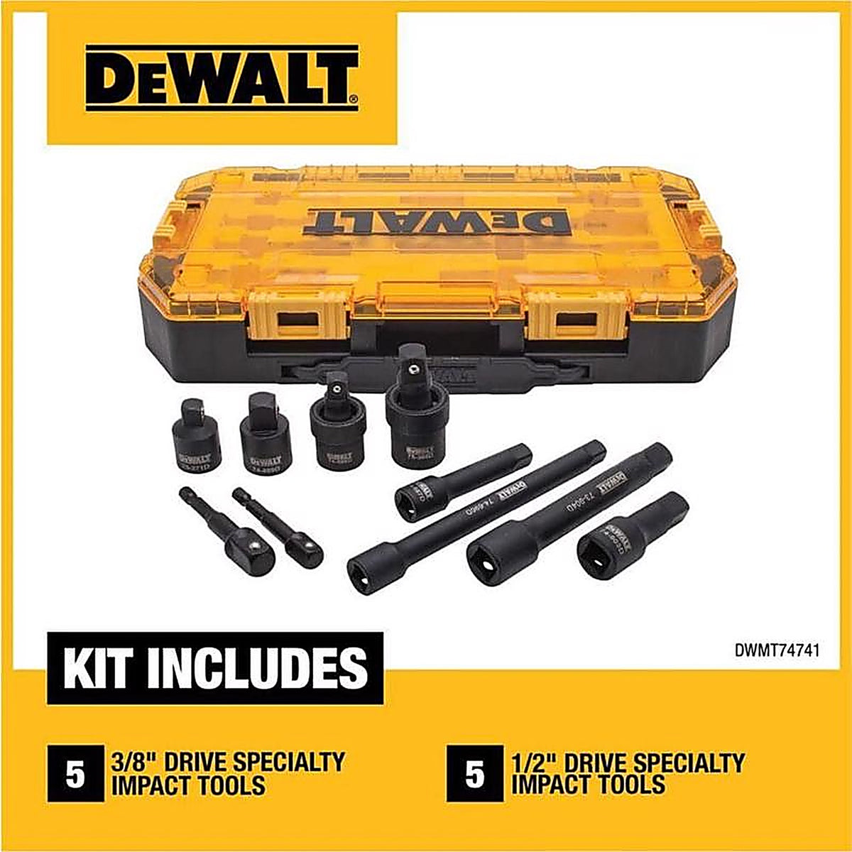 DeWalt - DWMT74741 - 3/8 and 1/2 In. Drive Impact Socket Set 10 Piece